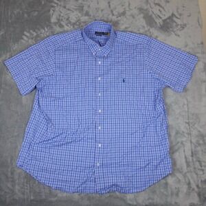 Polo Ralph Lauren Performance Shirt Mens 3XB Blue Plaid Short Sleeve Button Down